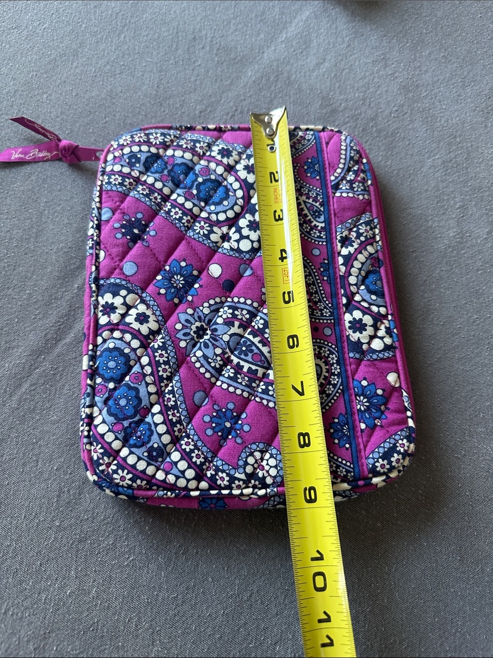 Vera Bradley Magenta and Blue Paisley Quilted Zip Pouch - Picture 2 of 3